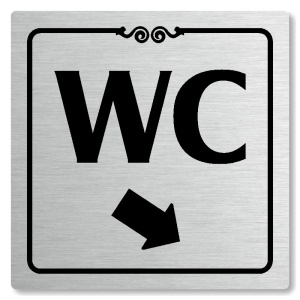 WC vpravo dolů, 80x80mm, stříbrná, Texas